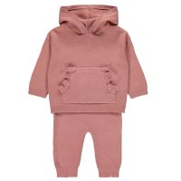 GX534: Baby Pink Hooded Knitted Sweatshirt and Leggings Outfit (0-24 Months)